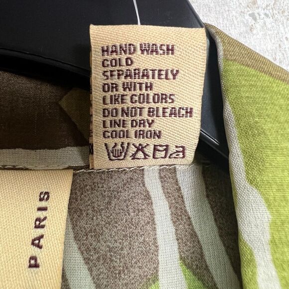 MG New York Paris Button Up Blouse Womens Size 3X Green Abstract Short Sleeve‎ - Picture 7 of 9